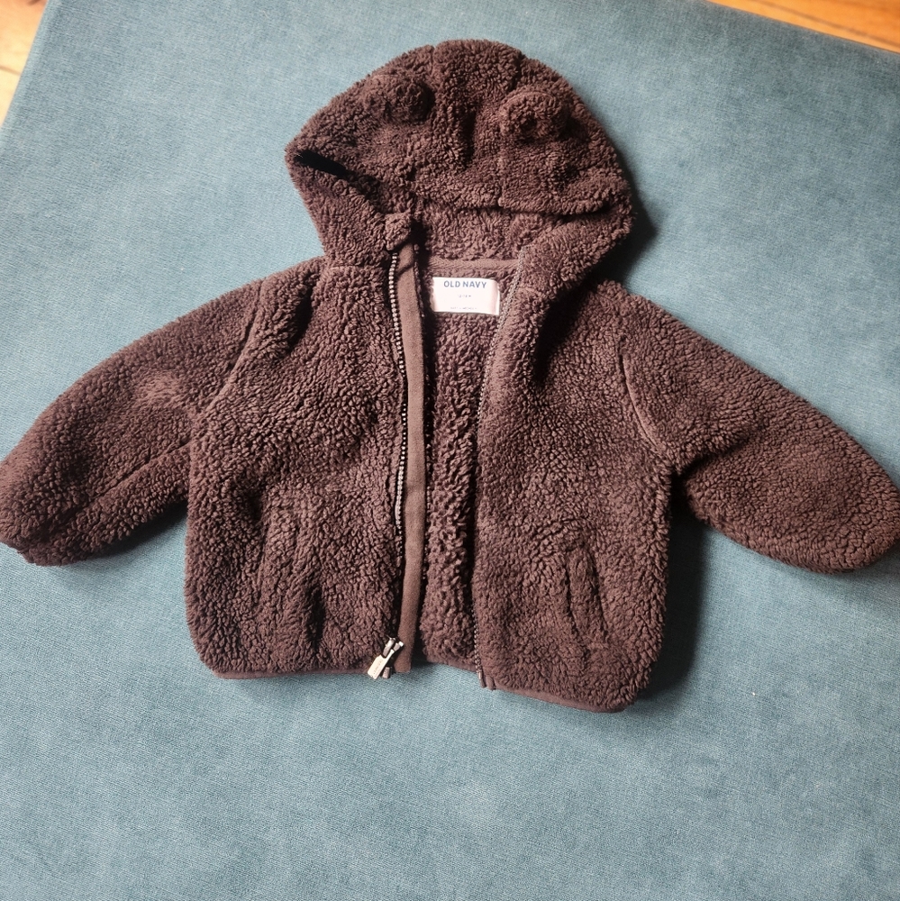 12 TO 18M OLD NAVY FLEECE ZIP HOODED SWEATSHIRT GREAT USED CONDITON